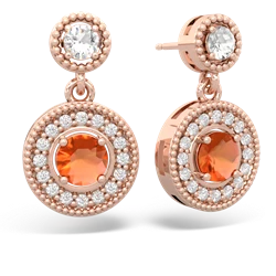 White Topaz Halo Dangle 14K Rose Gold earrings E5319