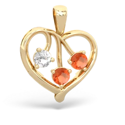 White Topaz Glowing Heart 14K Yellow Gold pendant P2233