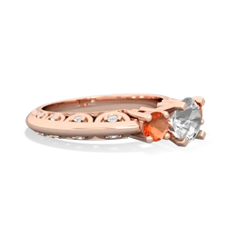 White Topaz Art Deco Eternal Embrace Engagement 14K Rose Gold ring C2003