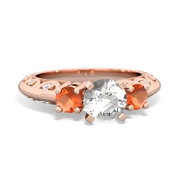 White Topaz Art Deco Eternal Embrace Engagement 14K Rose Gold ring C2003