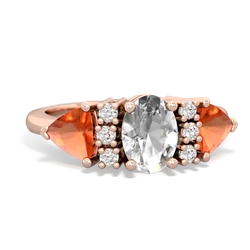 White Topaz Antique Style Three Stone 14K Rose Gold ring R2186