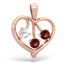 White Topaz Glowing Heart 14K Rose Gold pendant P2233