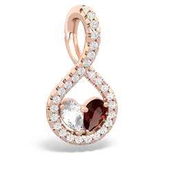 White Topaz Pave Twist 'One Heart' 14K Rose Gold pendant P5360