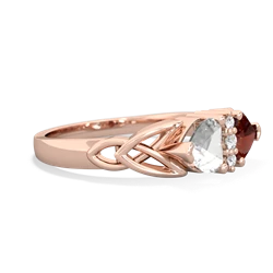 White Topaz Celtic Knot Double Heart 14K Rose Gold ring R5040