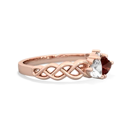 White Topaz Heart To Heart Braid 14K Rose Gold ring R5870