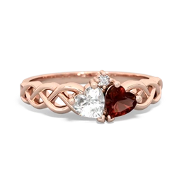 White Topaz Heart To Heart Braid 14K Rose Gold ring R5870