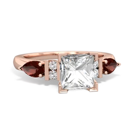 White Topaz 6Mm Princess Eternal Embrace Engagement 14K Rose Gold ring C2002