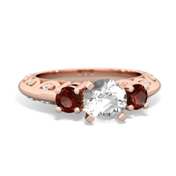 White Topaz Art Deco Eternal Embrace Engagement 14K Rose Gold ring C2003