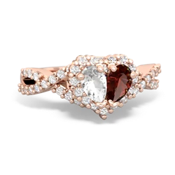 White Topaz Diamond Twist 'One Heart' 14K Rose Gold ring R2640HRT