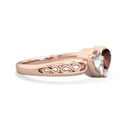 White Topaz Filligree 'One Heart' 14K Rose Gold ring R5070