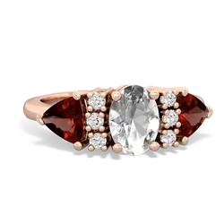 White Topaz Antique Style Three Stone 14K Rose Gold ring R2186