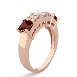 White Topaz Three Stone Diamond Cluster 14K Rose Gold ring R2592