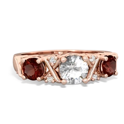 White Topaz Hugs And Kisses 14K Rose Gold ring R5016