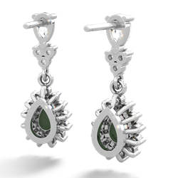 White Topaz Halo Pear Dangle 14K White Gold earrings E1882