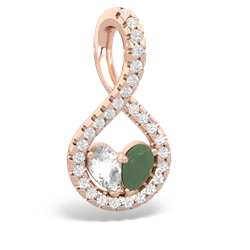 White Topaz Pave Twist 'One Heart' 14K Rose Gold pendant P5360