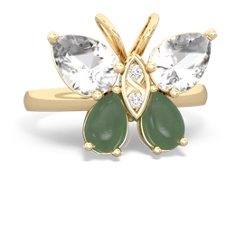 White Topaz Butterfly 14K Yellow Gold ring R2215