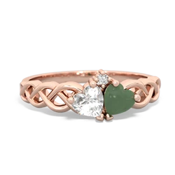 White Topaz Heart To Heart Braid 14K Rose Gold ring R5870