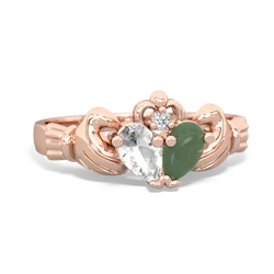 White Topaz 'Our Heart' Claddagh 14K Rose Gold ring R2388