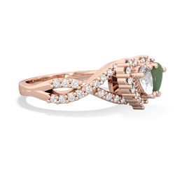 White Topaz Diamond Twist 'One Heart' 14K Rose Gold ring R2640HRT