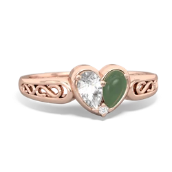 White Topaz Filligree 'One Heart' 14K Rose Gold ring R5070