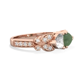 White Topaz Diamond Butterflies 14K Rose Gold ring R5601