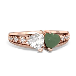 White Topaz Heart To Heart 14K Rose Gold ring R3342