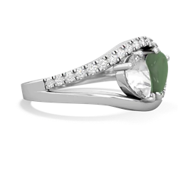 White Topaz Nestled Heart Keepsake 14K White Gold ring R5650