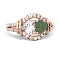 White Topaz Art-Deco Keepsake 14K Rose Gold ring R5630