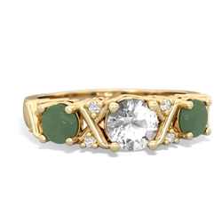 White Topaz Hugs And Kisses 14K Yellow Gold ring R5016