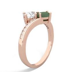 White Topaz Channel Set Two Stone 14K Rose Gold ring R5303