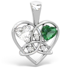 White Topaz Celtic Trinity Heart 14K White Gold pendant P5331