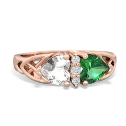 White Topaz Celtic Knot Double Heart 14K Rose Gold ring R5040