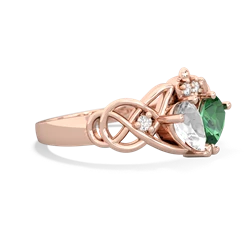 White Topaz 'One Heart' Celtic Knot Claddagh 14K Rose Gold ring R5322