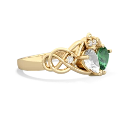 White Topaz 'One Heart' Celtic Knot Claddagh 14K Yellow Gold ring R5322