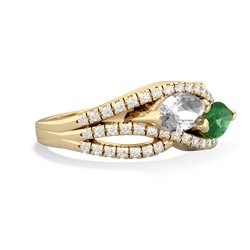 White Topaz Diamond Rivers 14K Yellow Gold ring R3070