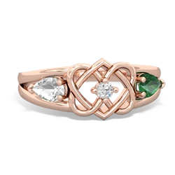 White Topaz Hearts Intertwined 14K Rose Gold ring R5880