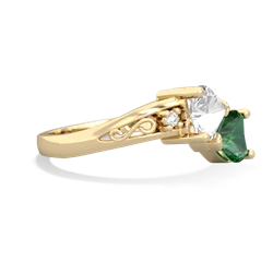 White Topaz Snuggling Hearts 14K Yellow Gold ring R2178