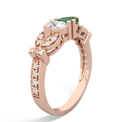 White Topaz Diamond Butterflies 14K Rose Gold ring R5601