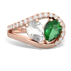 White Topaz Nestled Heart Keepsake 14K Rose Gold ring R5650