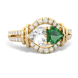 White Topaz Art-Deco Keepsake 14K Yellow Gold ring R5630