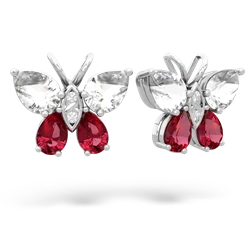 White Topaz Butterfly 14K White Gold earrings E2215