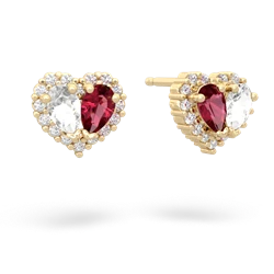 White Topaz Halo 14K Yellow Gold earrings E7008