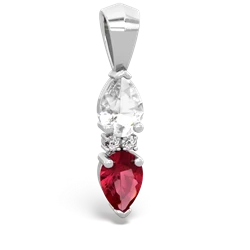 White Topaz Bowtie Drop 14K White Gold pendant P0865