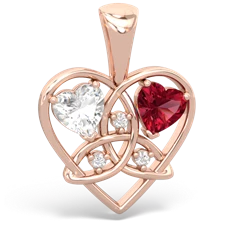 White Topaz Celtic Trinity Heart 14K Rose Gold pendant P5331