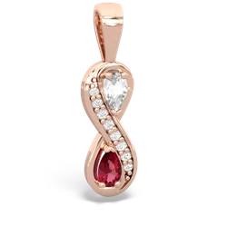 White Topaz Diamond Infinity 14K Rose Gold pendant P5390