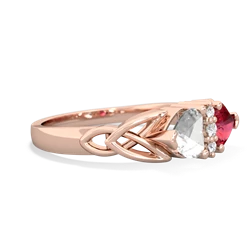 White Topaz Celtic Knot Double Heart 14K Rose Gold ring R5040