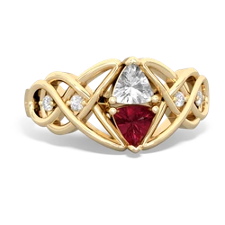 White Topaz Keepsake Celtic Knot 14K Yellow Gold ring R5300