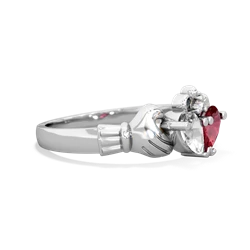 White Topaz 'Our Heart' Claddagh 14K White Gold ring R2388