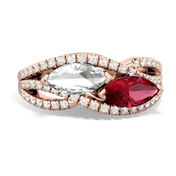 White Topaz Diamond Rivers 14K Rose Gold ring R3070