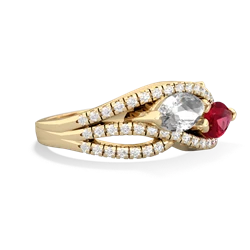 White Topaz Diamond Rivers 14K Yellow Gold ring R3070